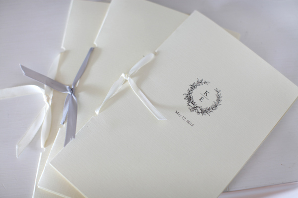 Wedding invitations with white and blue ribbon - Wedding Photo by Whitebox Weddings